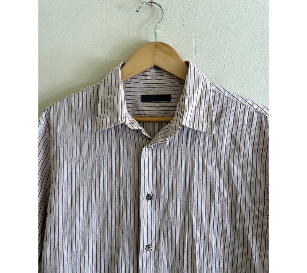 Vintage y2k John Varvatos Pink Brown White Dress Club Shirt Men's Medium